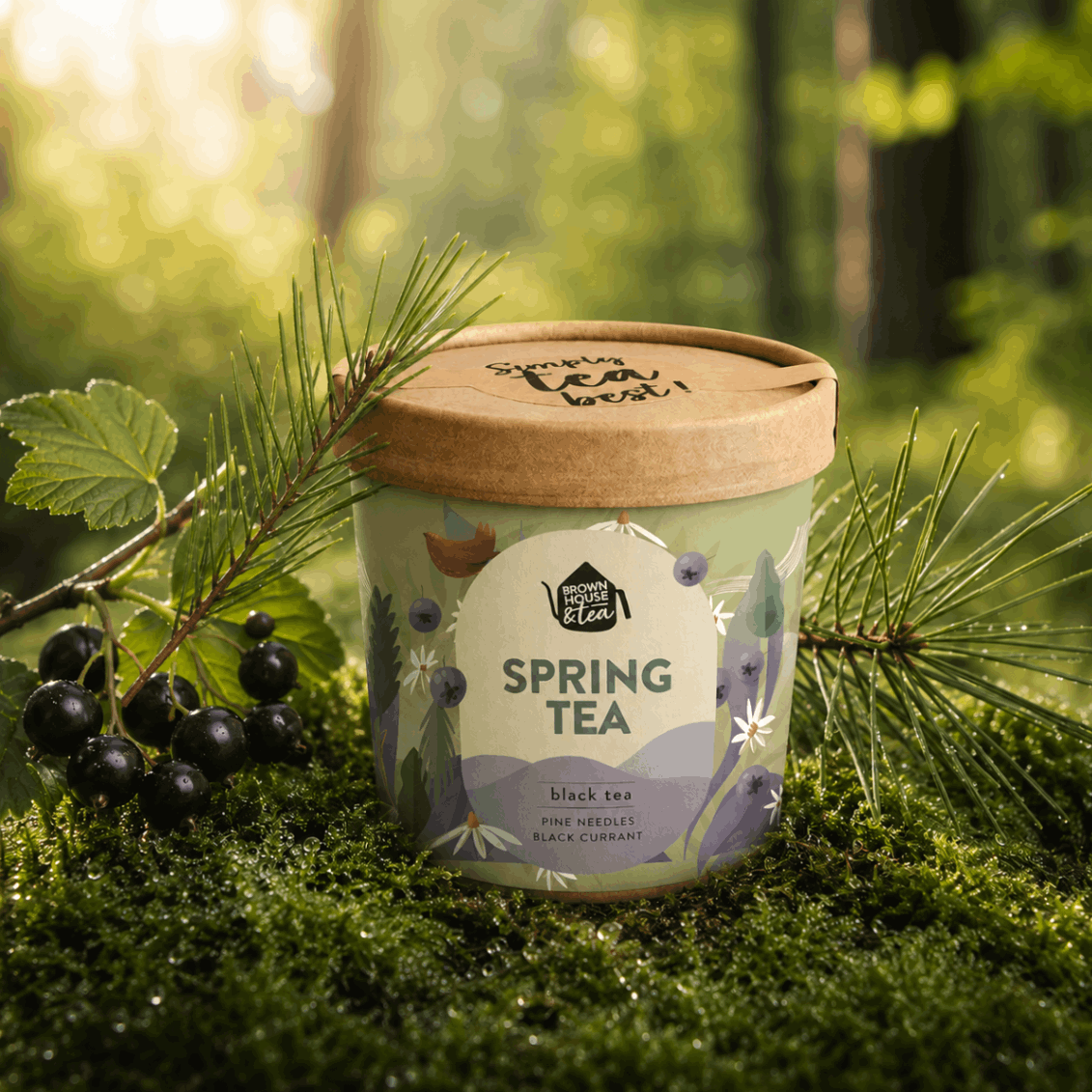 Spring tea - czarna herbata z igłami sosny i porzeczką